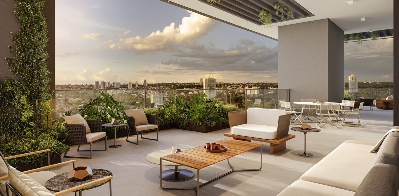 Terraço na cobertura da torre Infinit.