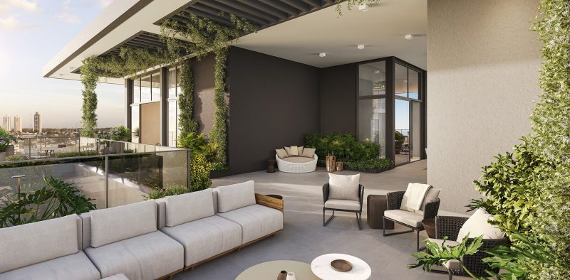 Estar descoberto na cobertura da torre Infinit.